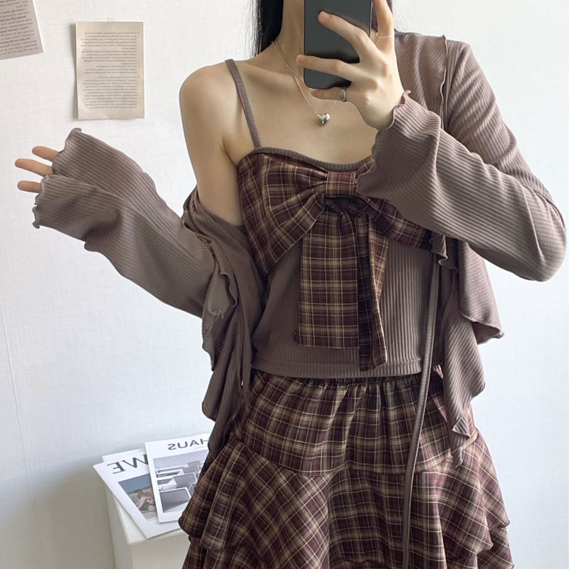 75チェックビッグリボン付キャミソール | 4every