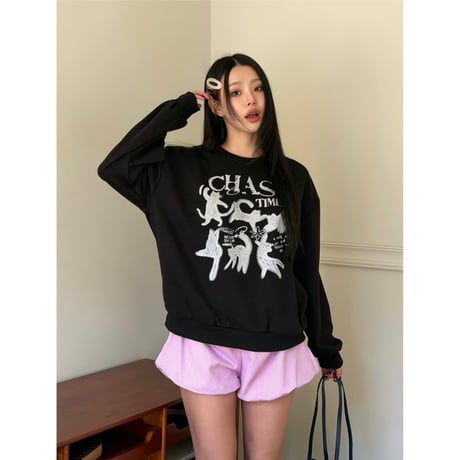 8CreambeigeタイムゴヤンMTMスウェット