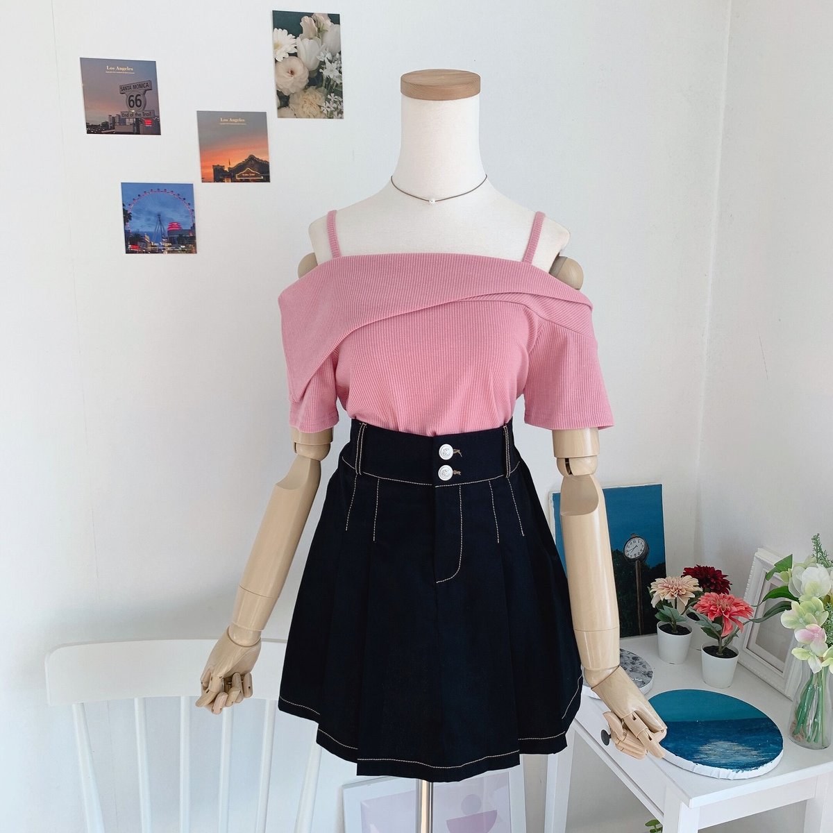 nicenice momentオフショルダー半袖ストライプトップス美品 NICENICE MOMENT(ナイスナイス モーメント)/OPEN SHOULDER SHELL