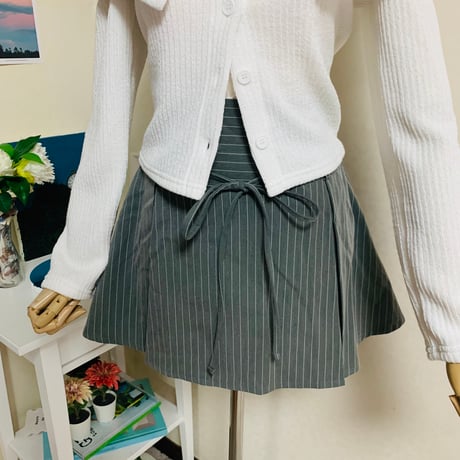 3TRストライッププリーツミニスカート