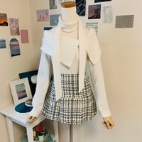 40シルバーツイードプリーツミニスカート