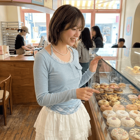 289チェックレースポケヘンリーネックロングスリーブトップス