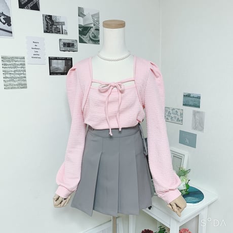 10プリンクルリボンロングスリーブ