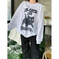 13PurplegrayオールキャッツオーバーフィットMTMスウェットトップス