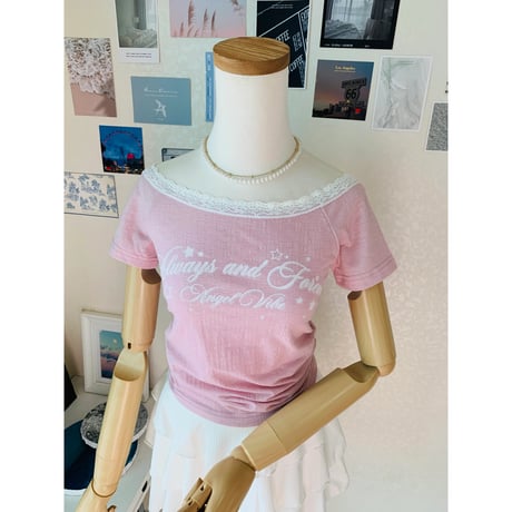 59エンゼルプリントオフショルTシャツ