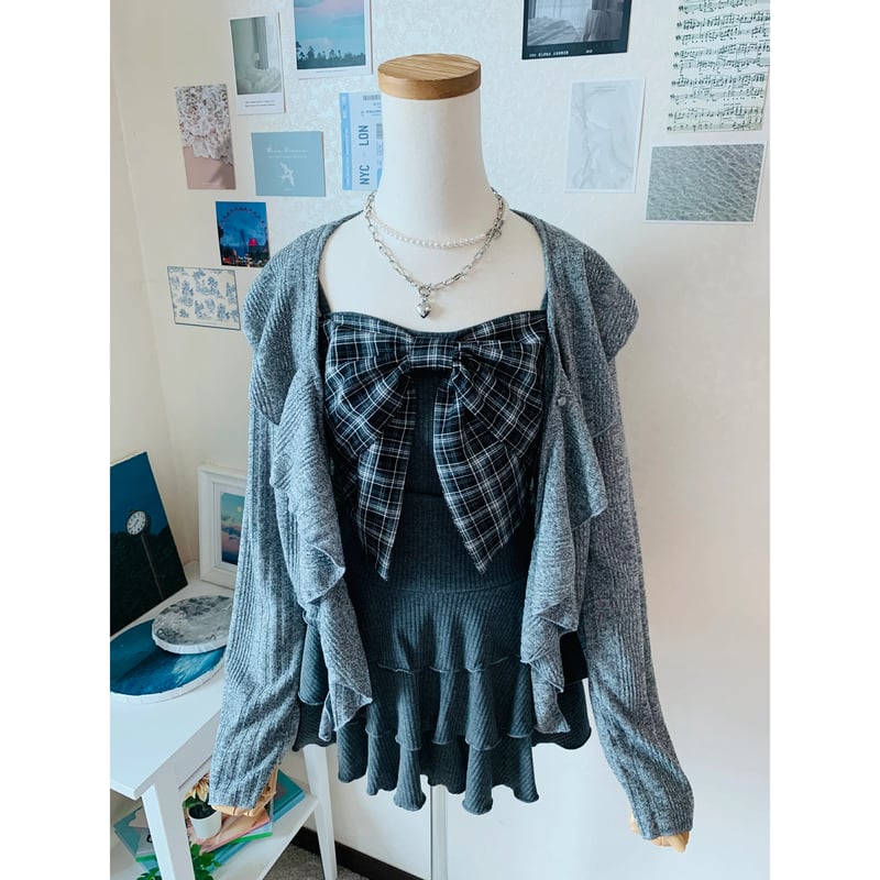 75チェックビッグリボン付キャミソール | 4every