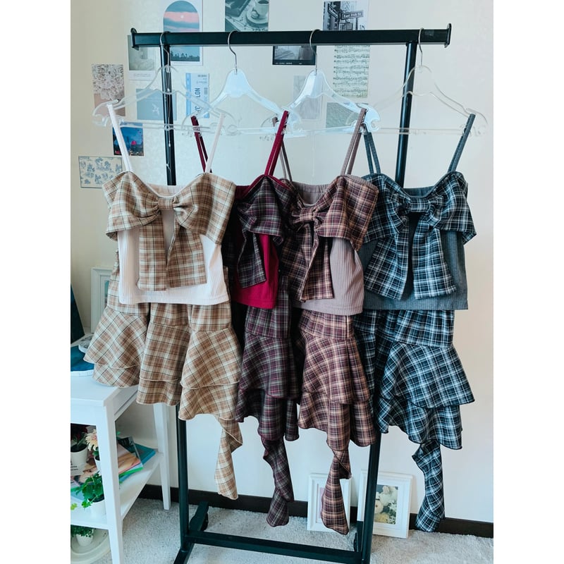 75チェックビッグリボン付キャミソール | 4every