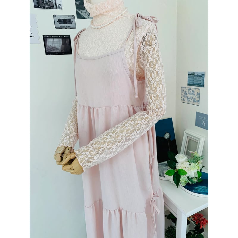 merry jenny メリージェニー チェックリボンキャミワンピース ピンク