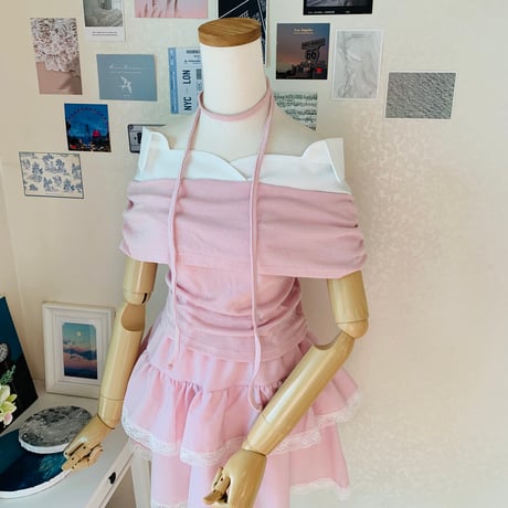 4オフショルダーシャツレイヤードハフスリーブ