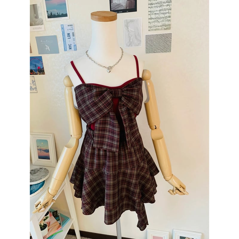 MAISONRAVIEW チェックリボンキャミソール ショルダーリボンドットキャミソール – Darich