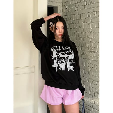 8CreambeigeタイムゴヤンMTMスウェット