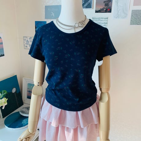 19フラワー配色Tシャツ