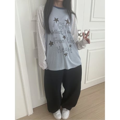 359MagentaスターグラフィックラプリントグランロンT