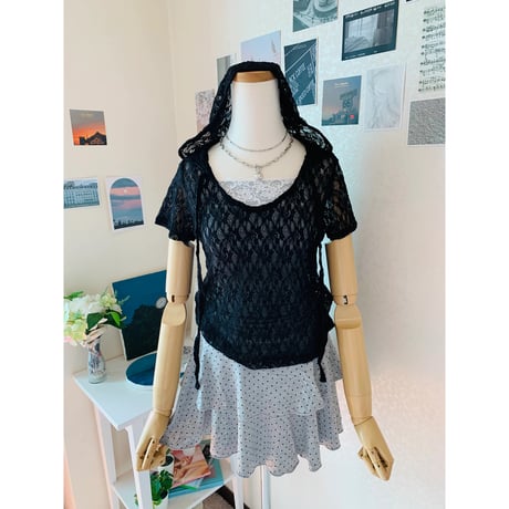 58ビーナスレースハフスリーブフードTシャツ