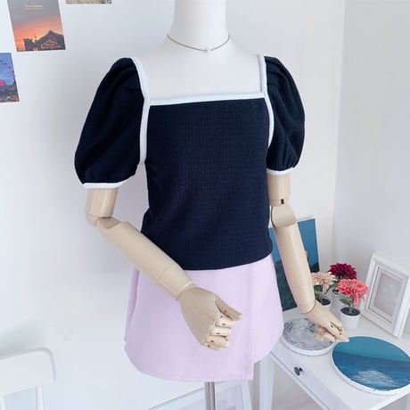 12ウェーブ配色パフTシャツ
