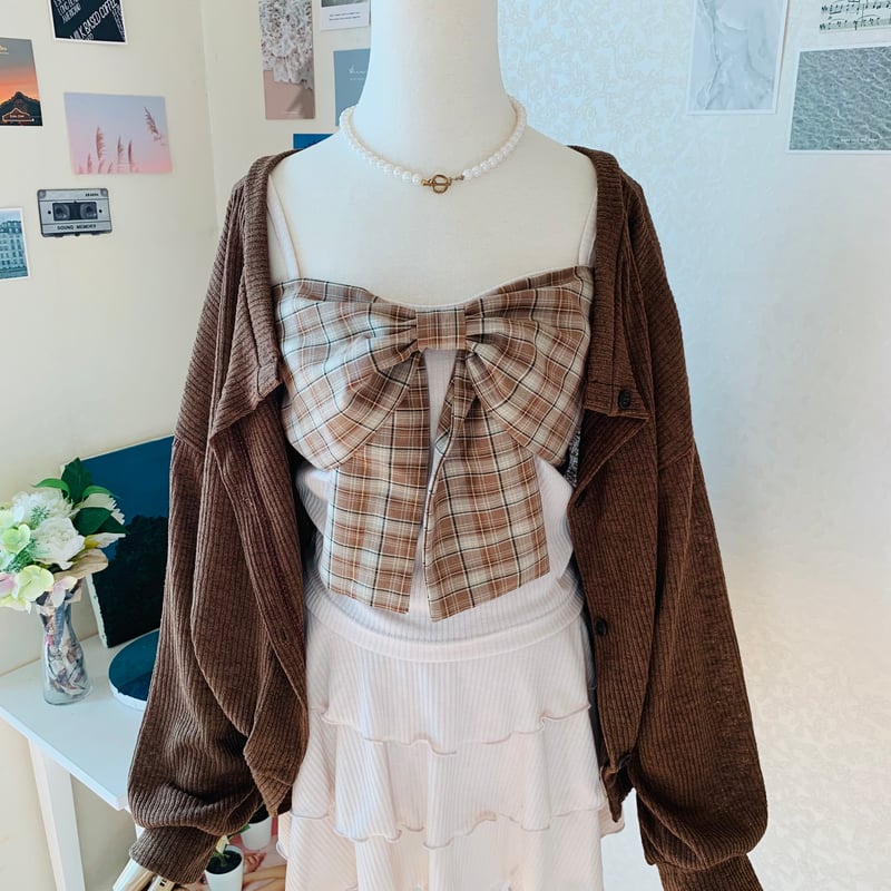 75チェックビッグリボン付キャミソール | 4every