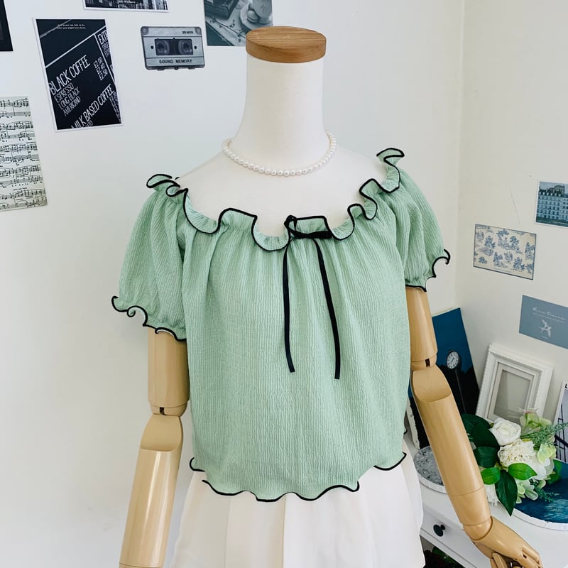 23ハイボール配色フリルオフショルダー | 4every