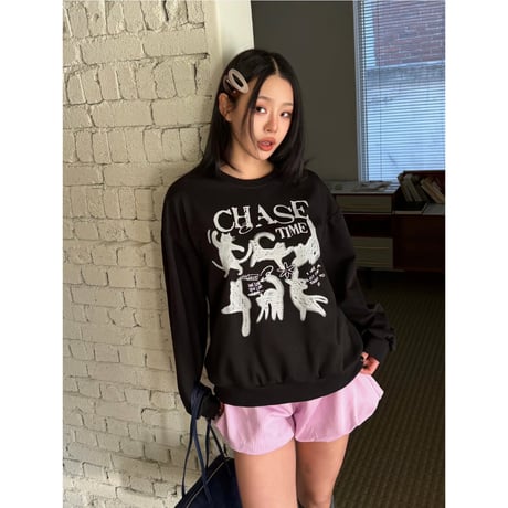 8CreambeigeタイムゴヤンMTMスウェット