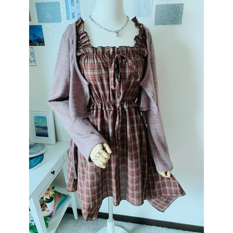 フォクシー 襟付き 2way ワンピース ノースリーブ ブラウン 40 FOXEY ノースリーブ ワンピース 40 ブラウン フォクシー