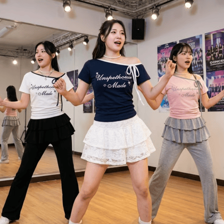 26/8020Made配色リボンアシンメトリーTシャツ