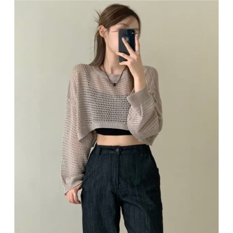 9Yellowクロップドフィッシュニット | 4every