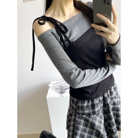 77ロティ配色レイヤードロングスリーブ
