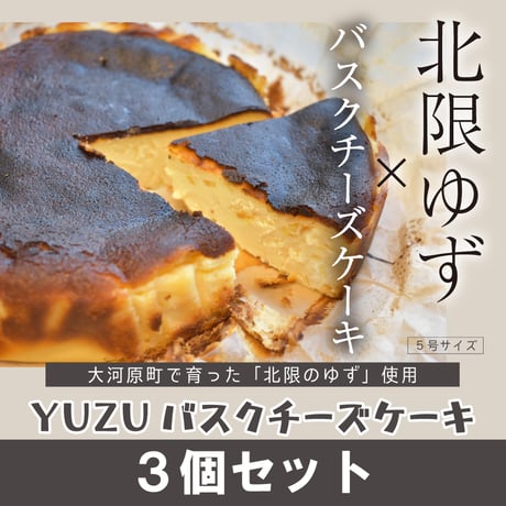 【配送専用】大河原町のYUZUバスクチーズケーキ（５号サイズ）【３個セット】