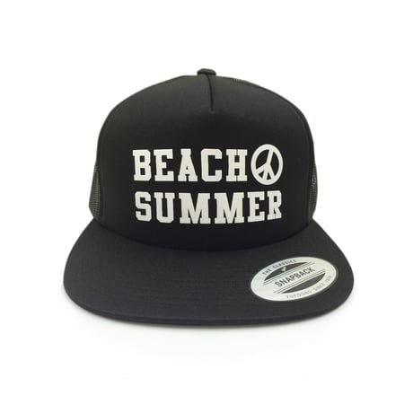 "BEACH SUMMER" SNAPBACK MESH CAP (BLACK)