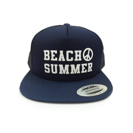 "BEACH SUMMER" SNAPBACK MESH CAP (NAVY)
