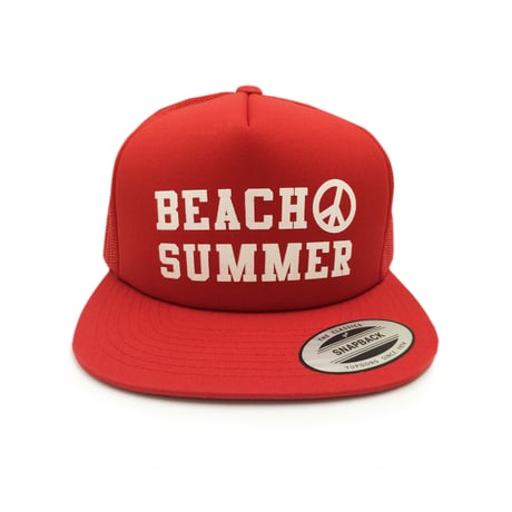 "BEACH SUMMER" SNAPBACK MESH CAP (RED)
