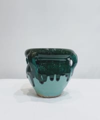 【鉢】glazed tsubo pot  　blue&green / blue marble / brown