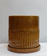 【鉢】　Brown glazed line pot  M /  L