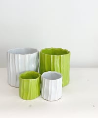 WOOD LOG  POT  " S "whitegray / green