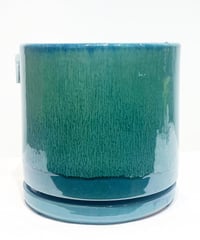 【鉢】ターコイズグリーンの釉薬鉢 M  (φ30)受け皿有