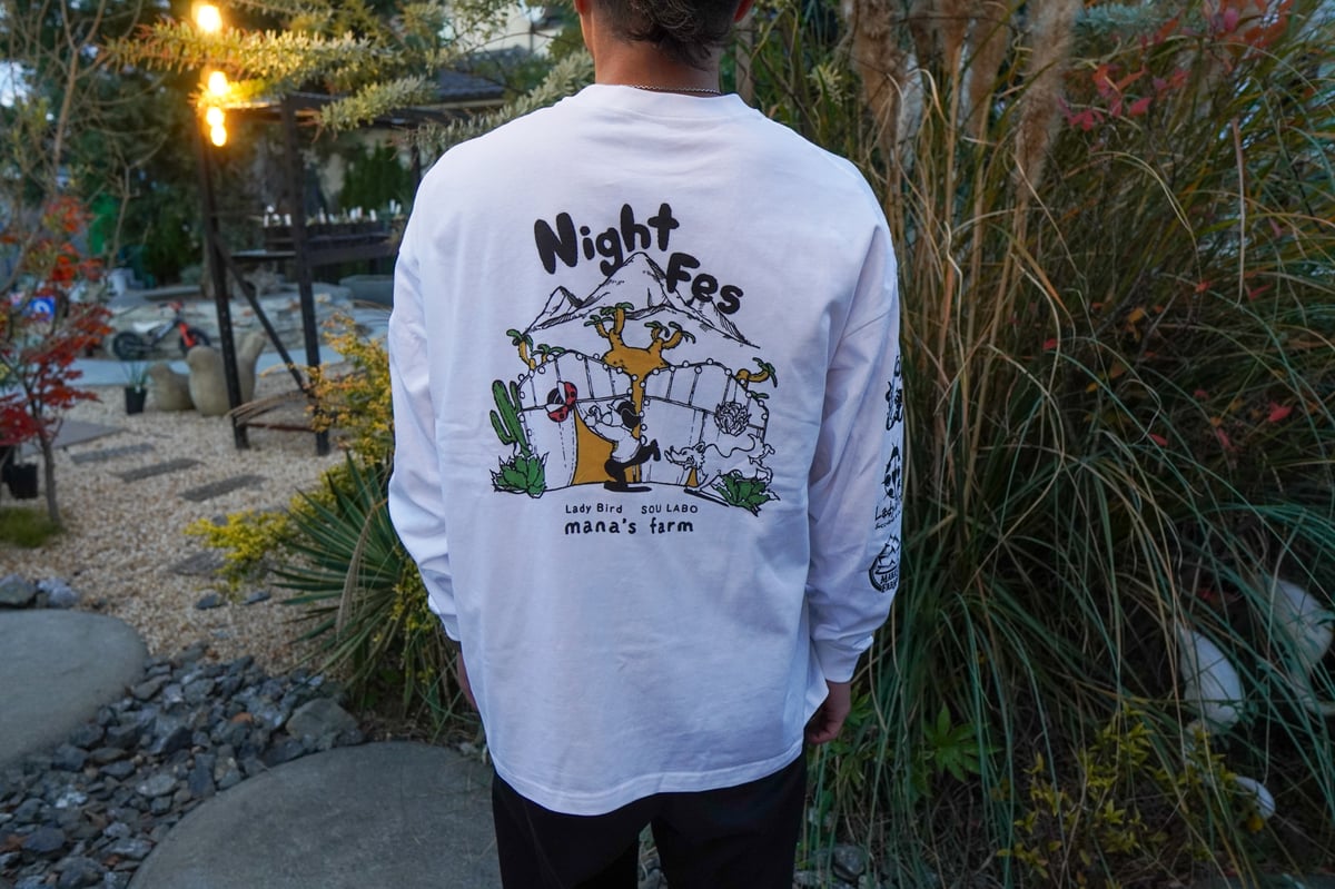 ソウラボアガベ　mana's farm ４周年祭限定アイテム NIGHT FES! コラボTシャツをオンラインストアでも販売します