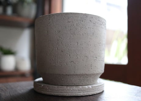 植木鉢　テトラベージュ　鉢皿付き