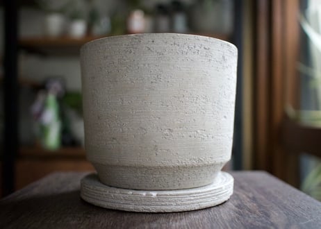 植木鉢　テトラベージュ　鉢皿付き