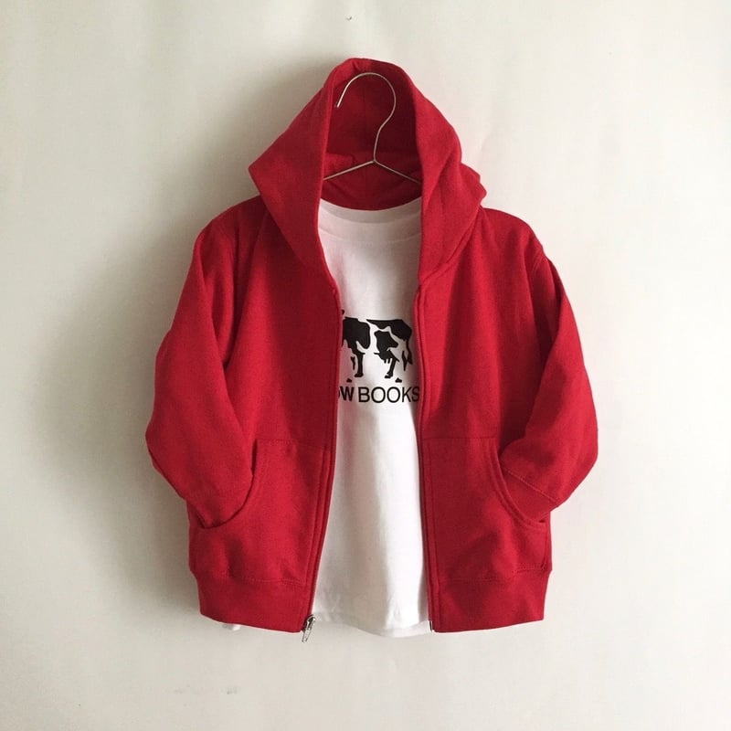 KIDS Zip Hoodie Logo White Red COWBOOKS