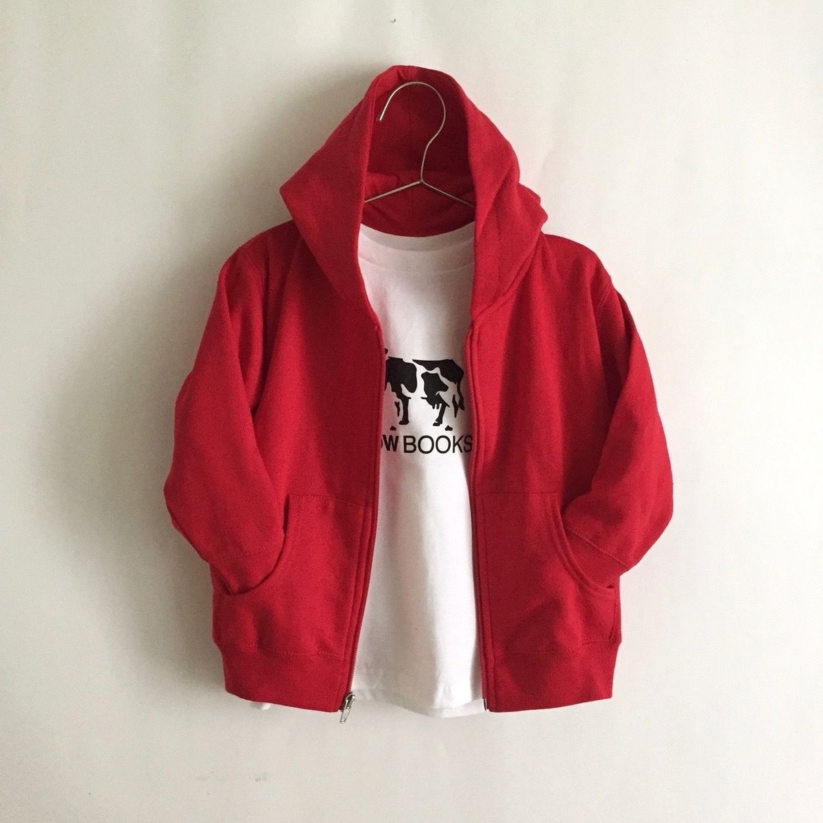 KIDS Zip Hoodie ( Logo / White,Red) | COWBOOKS