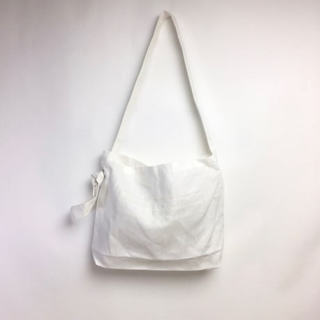 Linen Shoulder Tote  ( White×Ivory )