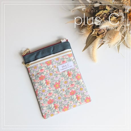【展示品】お散歩スマホショルダー 【size M】 ピンク＆濃いグリーン
