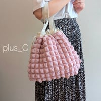 【今季終了】春限定🌸ポコポコ巾着バッグ ピンク＆ホワイト  L