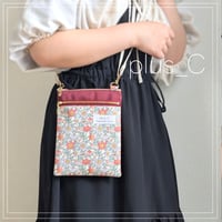 お散歩スマホショルダー 【size M】 ピンク＆ワインレッド