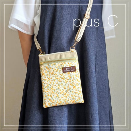 お散歩スマホショルダー 【size M】 イエロー＆アイボリー