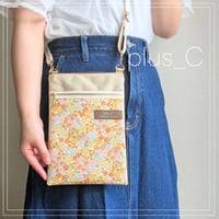 長財布が入るスマホショルダー 【size L】オレンジ＆アイボリー