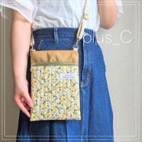 【キルティング】長財布が入るスマホショルダー 【size L】イエロー＆キャメル