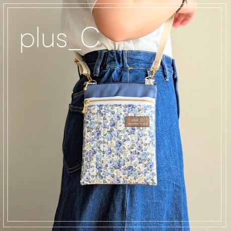 【展示品】お散歩スマホショルダー 【size M】 ブルー＆スカイグレー