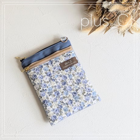 【展示品】お散歩スマホショルダー 【size M】 ブルー＆スカイグレー