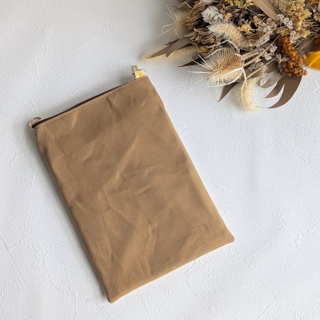 【キルティング】長財布が入るスマホショルダー 【size L】イエロー＆キャメル