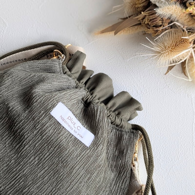 新作‼️】おもち巾着バッグ よもぎ(カーキ) | plus_C